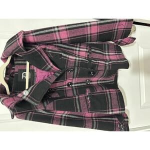 Dollhouse Women's Plaid Double-Breasted Peacoat Jacket Pink Purple Y2K 90's‎ L
